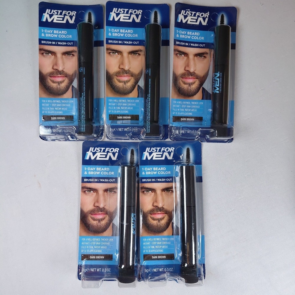5 Packs Just For Men 1 Day Beard And  Brow Dark Brown Hair Color Dye FREE SHIP